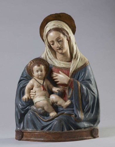 Our Lady of the Milk  polychrome stucco relief - Religious Antiques Style Renaissance