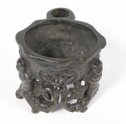 Antiquités - Lost wax cast bronze inkwell, 16th century