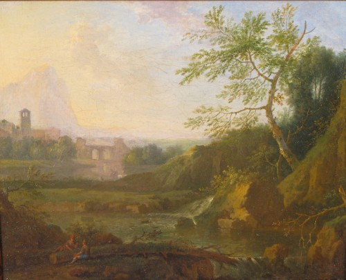 Landscape of the Roman countryside with architecture and characters - Paintings & Drawings Style 