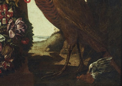 Bassin plein de fruits dans un paysage avec des oiseaux Rome, XVIe siècle - Antichità Santa Giulia