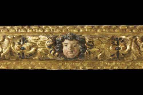 Cadre en bois sculpté, doré et polychromé - Renaissance