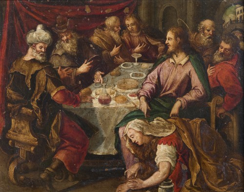 "The Supper at Simon the Pharisee's" Flemish Venetian Early 17th century - Paintings & Drawings Style Louis XIII