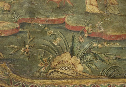 XVIIIe siècle - Plateau en bois laqué à décor de chinoiseries, Venise XVIIIe siècle