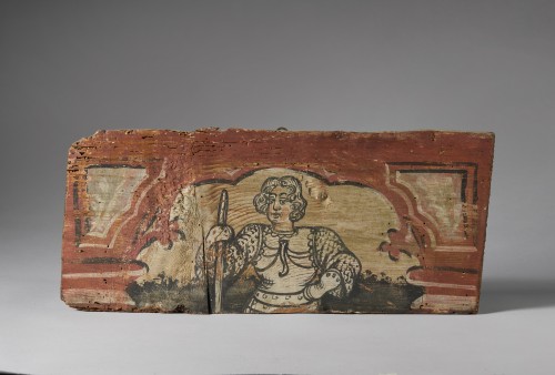 Paire de panneaux de plafond représentant des hommes d'armes en armure - Antichità Santa Giulia