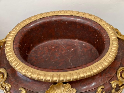 19th-century cherry red marble and gilded bronze planter - Napoléon III