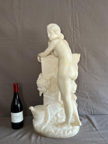 Sculpture en marbre de Carrare par Fiaschi Emilio XIXe siècle - Sculpture Style 