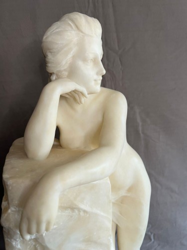 XIXe siècle - Sculpture en marbre de Carrare par Fiaschi Emilio XIXe siècle