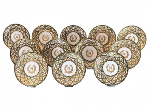 Twelve Napoleon plates, Imperial Manufactory of Sèvres, 19th century