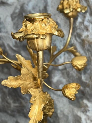 Pair of patinated and gilt bronze candelabra, early 19th century - 