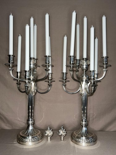 Antiquités - André Aucoc – Very Important Pair of Solid Silver Candelabra, 19th Century ?