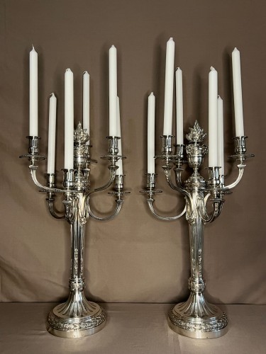 Antiquités - André Aucoc – Very Important Pair of Solid Silver Candelabra, 19th Century ?