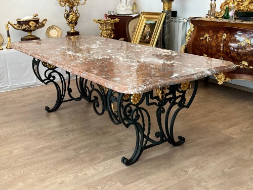 Marble and wrought iron dining table, 1940s–1950s - Furniture Style 50