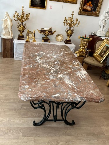 Marble and wrought iron dining table, 1940s–1950s - 