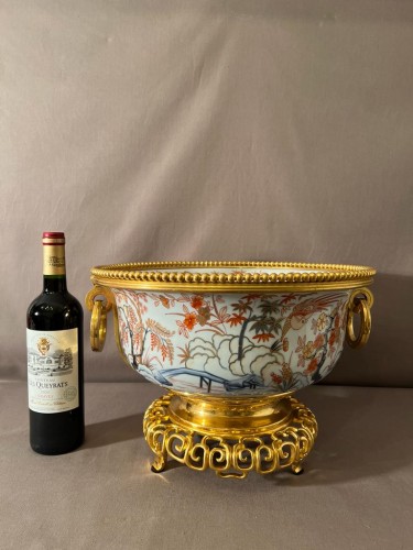 Large 19th-century Imari porcelain and gilt bronze bowl - Decorative Objects Style Napoléon III