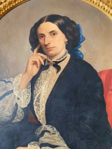 19th century - Portrait of a Woman, signed C. Mussini, 1858