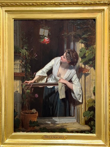 Tableaux et dessins Tableaux XIXe siècle - Eugène Ernest HILLEMACHER (1818–1887) - Le cadeau à la fenêtre