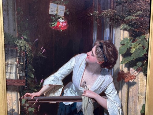 XIXe siècle - Eugène Ernest HILLEMACHER (1818–1887) - Le cadeau à la fenêtre