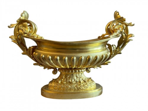 Jardinière coupe style Rocaille en bronze doré, époque Napoléon III