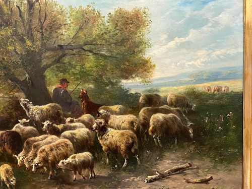 Tableaux et dessins Tableaux XIXe siècle - Berger avec des moutons -  Henry Schouten (1857–1927)