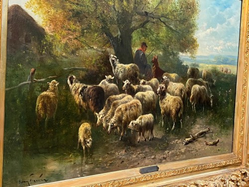 XIXe siècle - Berger avec des moutons -  Henry Schouten (1857–1927)