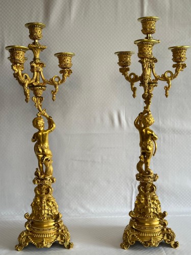 Paire de candélabres fin XIXe siècle - Luminaires Style Napoléon III