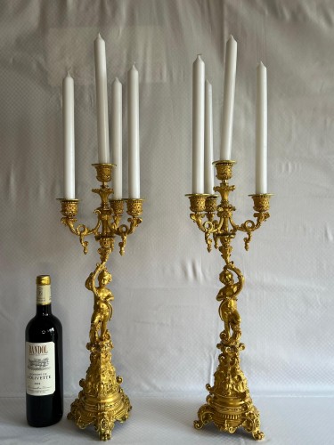 Luminaires Bougeoirs et Chandeliers - Paire de candélabres fin XIXe siècle