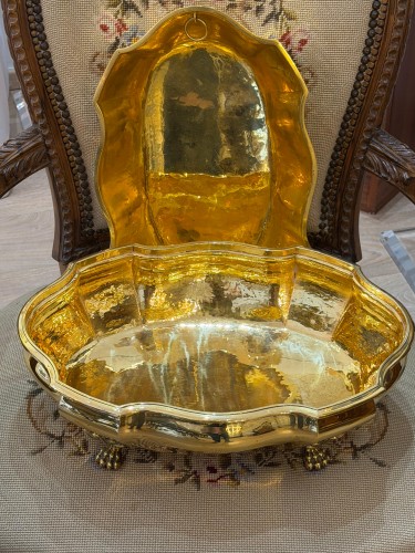 André AUCOC - Centre de table en vermeil, argent massif doré - 