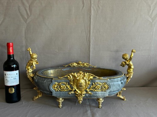 Objet de décoration Cassolettes, coupe et vase - Jardinière en marbre bleu turquin et bronze doré fin XVIIIe siècle