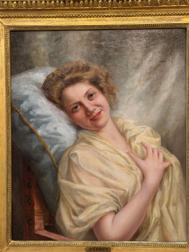 Louis Justin Maurice Perrey (1856-1904), Portrait de jeune femme - Tableaux et dessins Style Napoléon III
