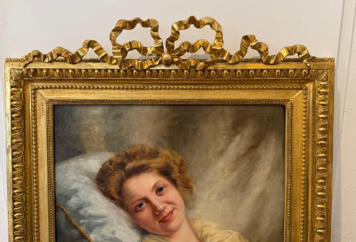 XIXe siècle - Louis Justin Maurice Perrey (1856-1904), Portrait de jeune femme