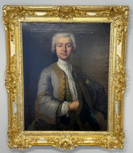 Portrait de gentilhomme vers 1730, école française du XVIIIe siècle - Tableaux et dessins Style Louis XV