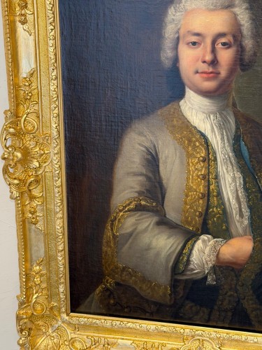 Antiquités - Portrait de gentilhomme vers 1730, école française du XVIIIe siècle