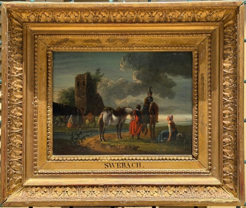 Pair de peintures par Jacques François Joseph SWEBACH (1769-1823) - Tableaux et dessins Style Empire