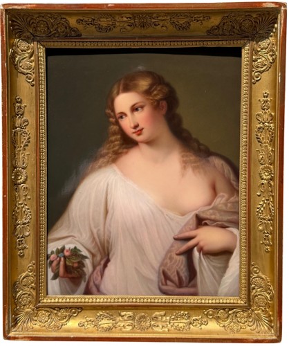 Portrait de jeune femme – Plaque en porcelaine KPM Berlin fin XIXe