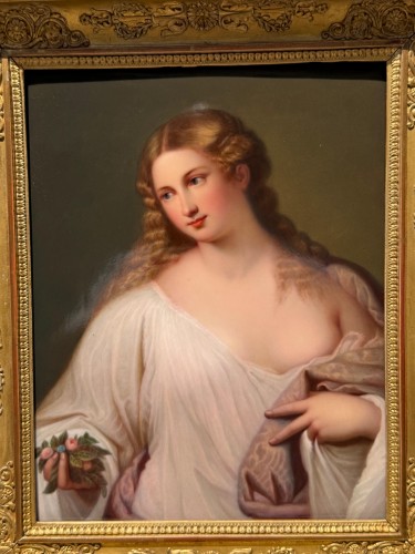 Portrait de jeune femme – Plaque en porcelaine KPM Berlin fin XIXe - Antikvariat Nice
