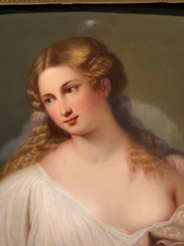 XIXe siècle - Portrait de jeune femme – Plaque en porcelaine KPM Berlin fin XIXe