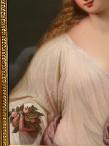 Napoléon III - Portrait de jeune femme – Plaque en porcelaine KPM Berlin fin XIXe
