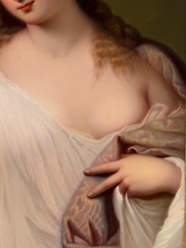 Antiquités - Portrait de jeune femme – Plaque en porcelaine KPM Berlin fin XIXe