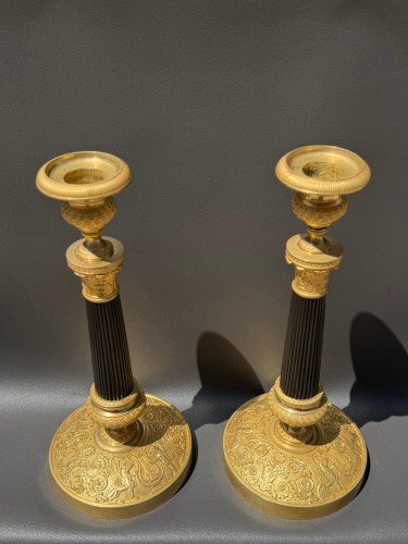 Paire de flambeaux Epoque Restauration 1815-1820 - Luminaires Style Restauration - Charles X