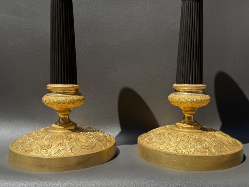 Paire de flambeaux Epoque Restauration 1815-1820 - Antikvariat Nice