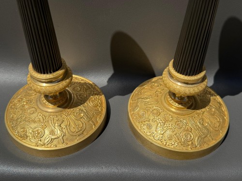XIXe siècle - Paire de flambeaux Epoque Restauration 1815-1820