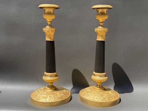 Antiquités - Paire de flambeaux Epoque Restauration 1815-1820