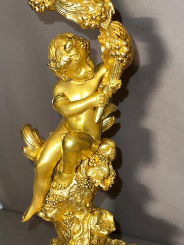 Garniture de cheminée Napoléon III en bronze doré - Napoléon III