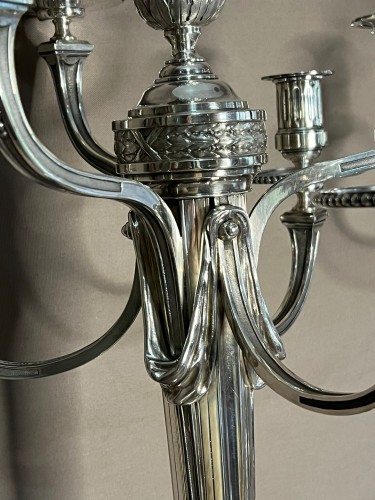 Napoléon III - André Aucoc - Importante paire de candélabres en argent massif fin XIXe siècle