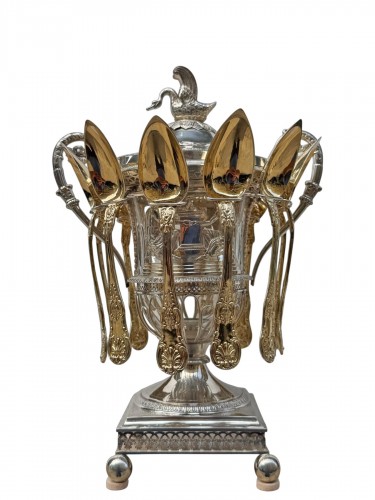 Confiturier en argent et vermeil, époque Restauration