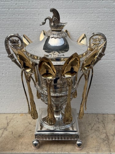 Silver and vermeil preserve dish, Restoration period - silverware & tableware Style Restauration - Charles X