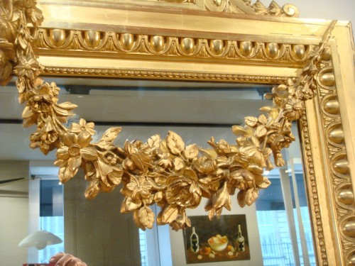 Large gilded mirror with woman&#039;s profile - Late 19t century - Napoléon III