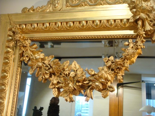 Napoléon III - Large gilded mirror with woman&#039;s profile - Late 19t century