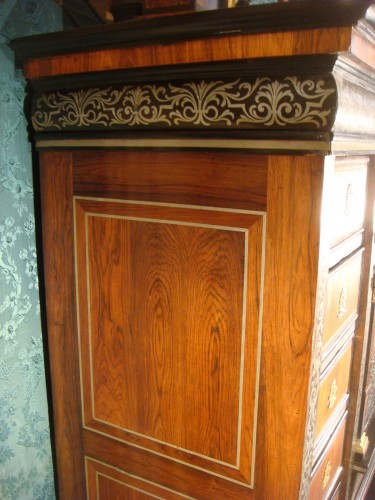 Louis XIV architectural cabinet in ebony and blackened wood with pewter inlay - 