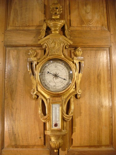 Baromètre Thermomètre en bois doré d'époque Louis XVI - Objet de décoration Style Louis XVI